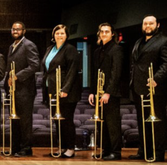 Photo of trombone players at Shenandoah University