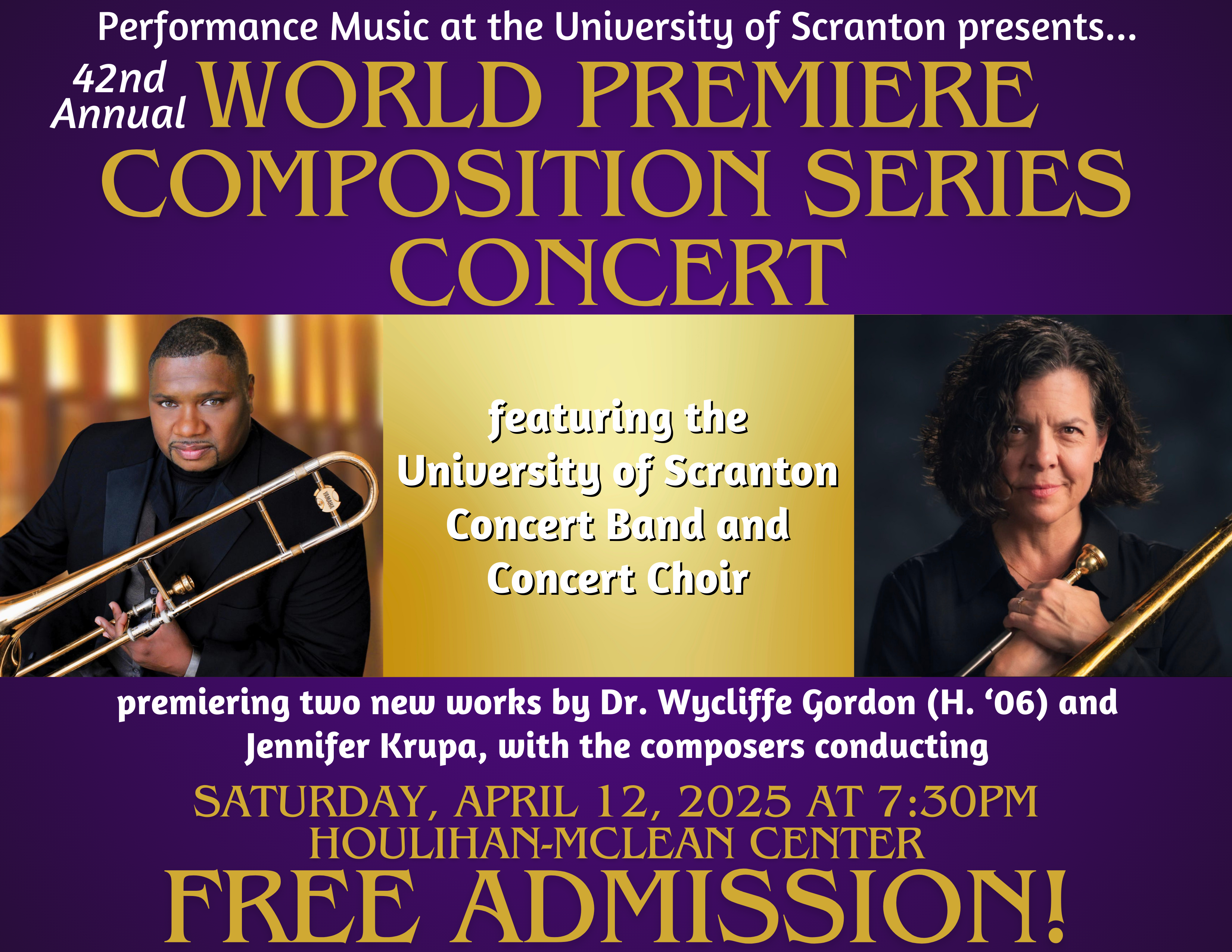 University of Scranton poster for free concert on April 12, 2025